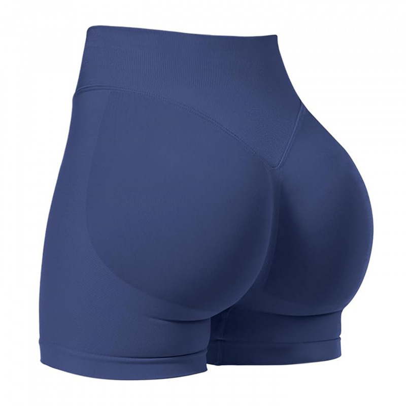 Seamless cross-border three-section waist ruching high-waisted peach-shaped buttocks tight-fitting and lifting sports running fitness quick-drying yoga shorts