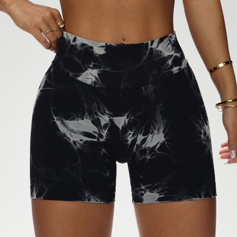 Seamless cross-border three-section waist ruching high-waisted peach-shaped buttocks tight-fitting and lifting sports running fitness quick-drying yoga shorts