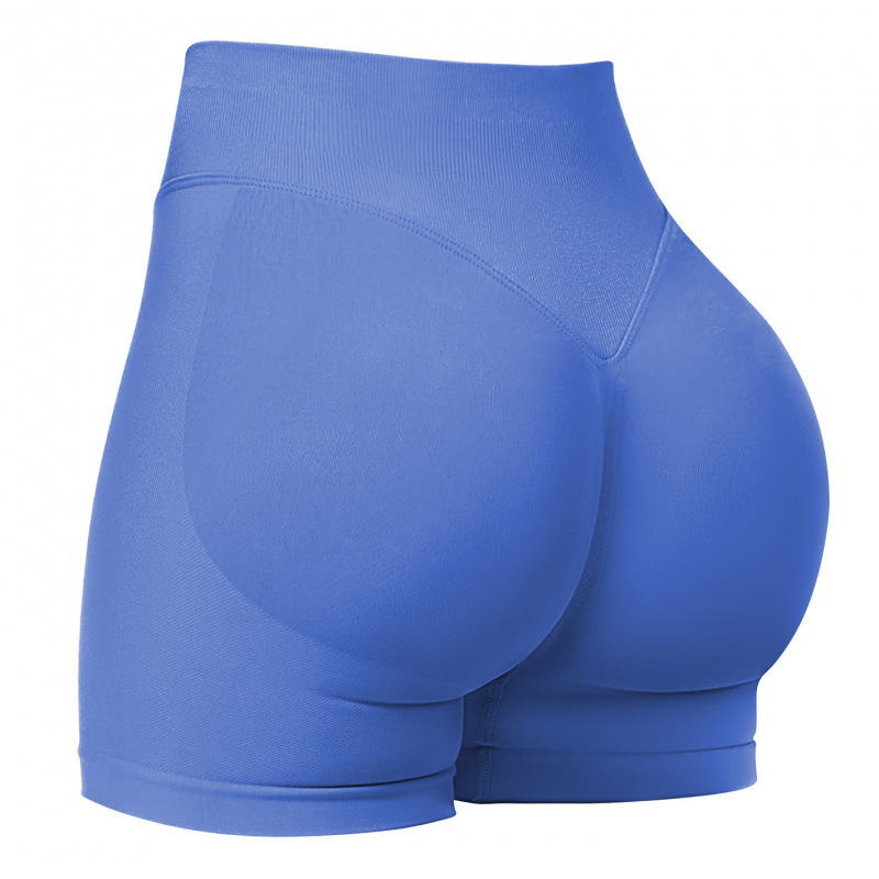 Seamless cross-border three-section waist ruching high-waisted peach-shaped buttocks tight-fitting and lifting sports running fitness quick-drying yoga shorts