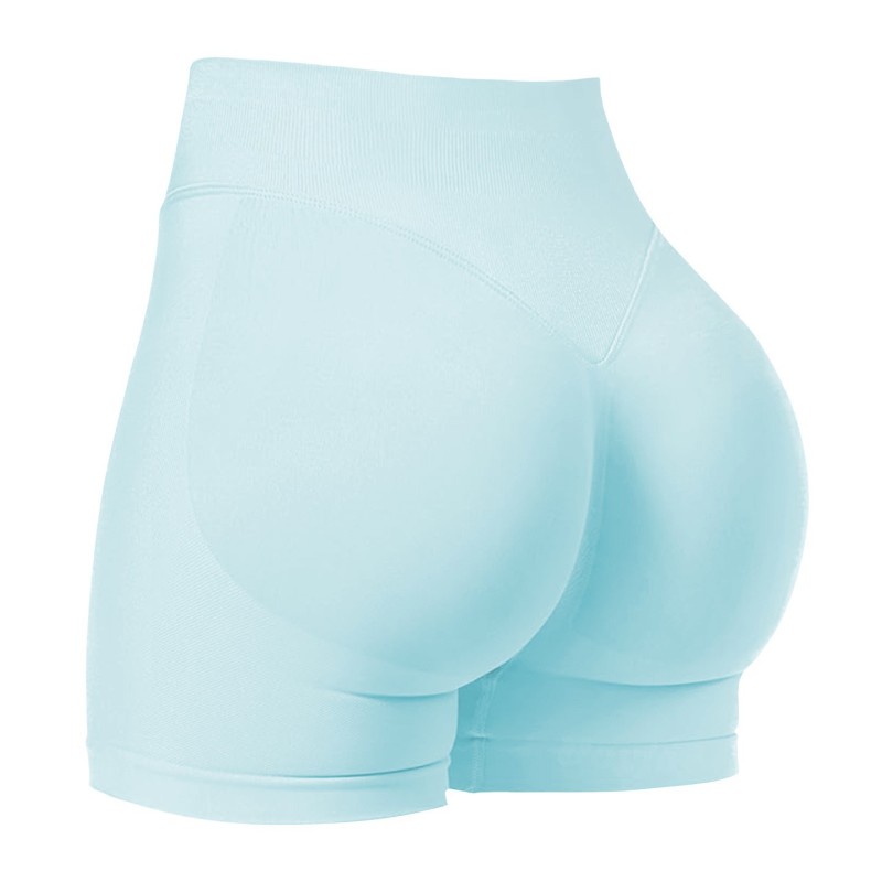 Seamless cross-border three-section waist ruching high-waisted peach-shaped buttocks tight-fitting and lifting sports running fitness quick-drying yoga shorts