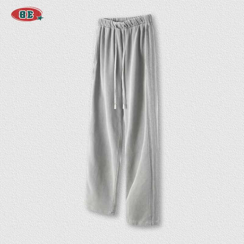 BE Men's 2025 Spring/Autumn Heavyweight 450G Washed Youth Pants, American Trendy Brand Loose Straight Leg Sports Pants