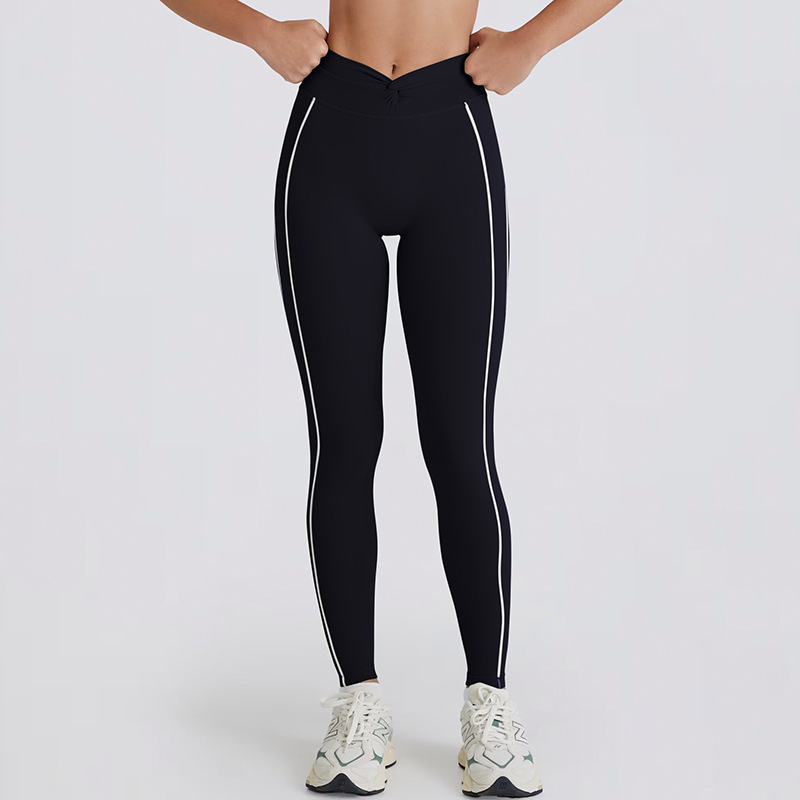 Women's cross-border peach-butt color-blocked tummy control tight yoga pants, suitable for running, sports, quick-drying fitness, five-point shorts