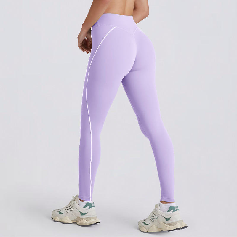 Women's cross-border peach-butt color-blocked tummy control tight yoga pants, suitable for running, sports, quick-drying fitness, five-point shorts