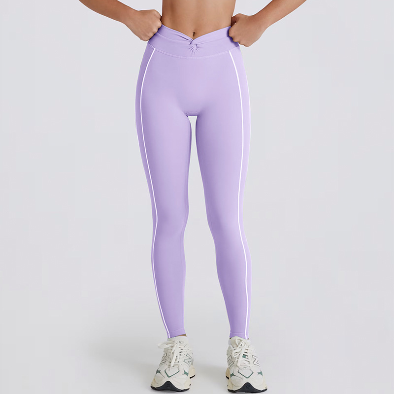Women's cross-border peach-butt color-blocked tummy control tight yoga pants, suitable for running, sports, quick-drying fitness, five-point shorts