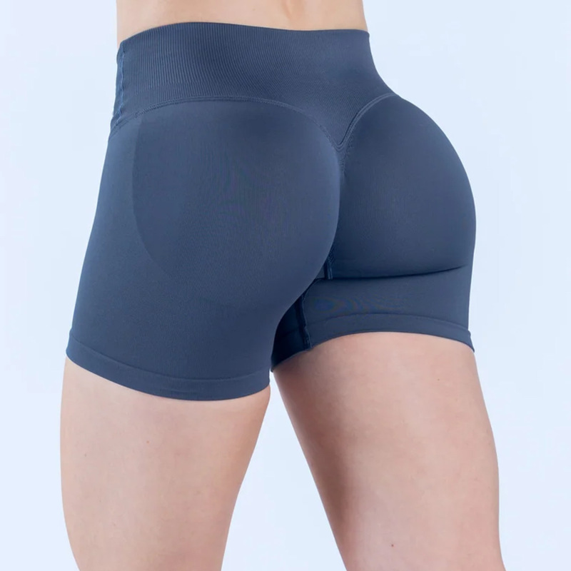 DFYN Cross-Border European and American Style Cross-Waist Shorts, Peach Hip Seamless Knitted Yoga Fitness Sports Shorts for Women