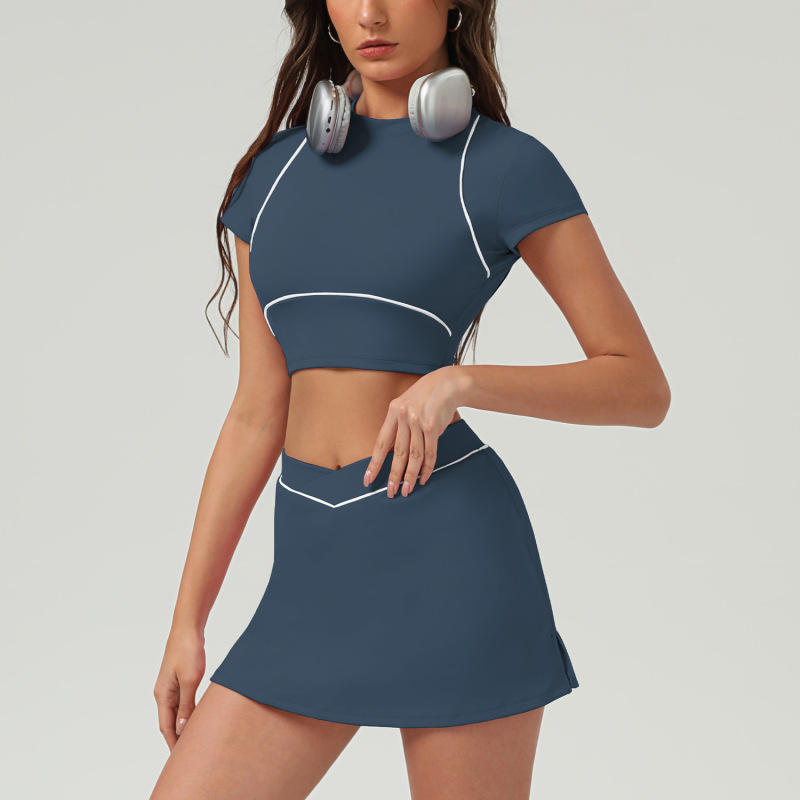 New cross-border tennis sports suit, casual sports tennis skirt suit, outdoor quick-drying sports yoga suit for women.