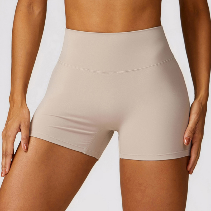 Zechuang brushed high-waisted yoga shorts, tummy control, peach shape, hip lift, running fitness shorts, tight-fitting sports shorts 8518