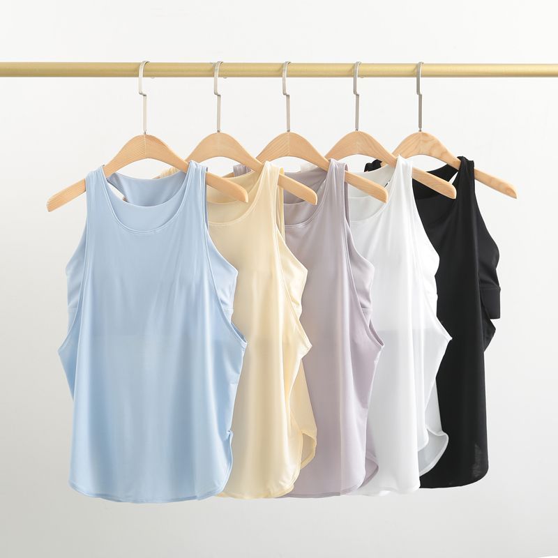 Women's Summer Yoga Vest with Shock-Proof and Padded Chest, 2-in-1 Sports Top, Loose Fit, Running &amp; Fitness Set, Cover-up