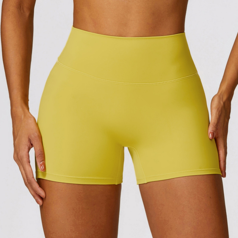 Zechuang brushed high-waisted yoga shorts, tummy control, peach shape, hip lift, running fitness shorts, tight-fitting sports shorts 8518