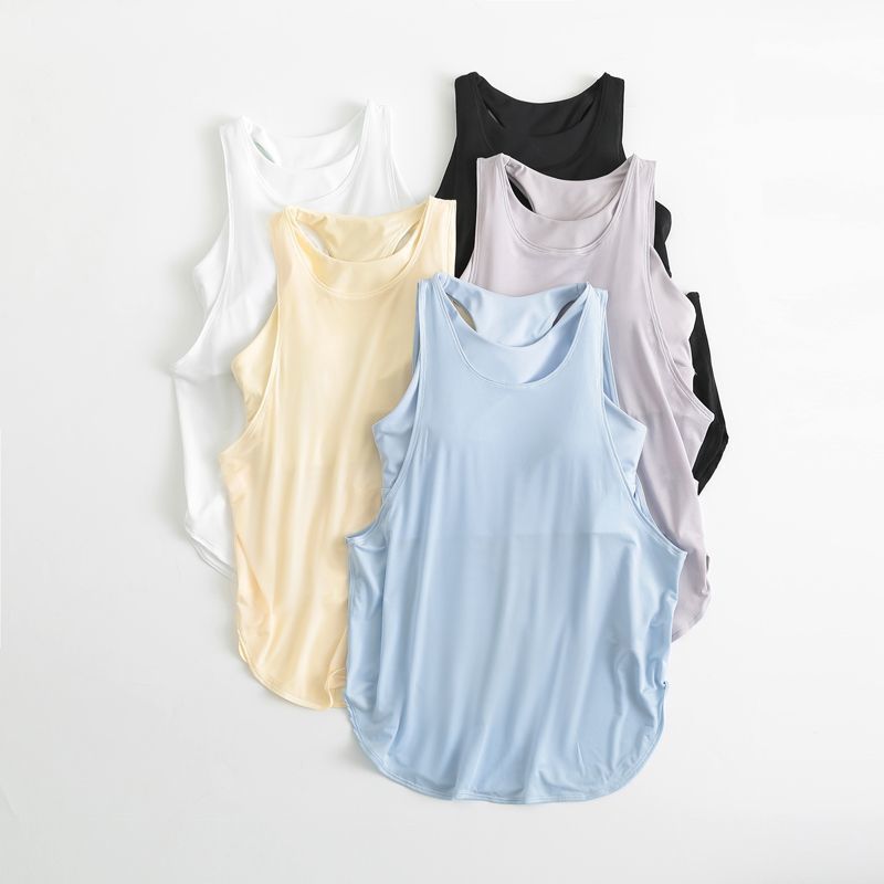 Women's Summer Yoga Vest with Shock-Proof and Padded Chest, 2-in-1 Sports Top, Loose Fit, Running &amp; Fitness Set, Cover-up