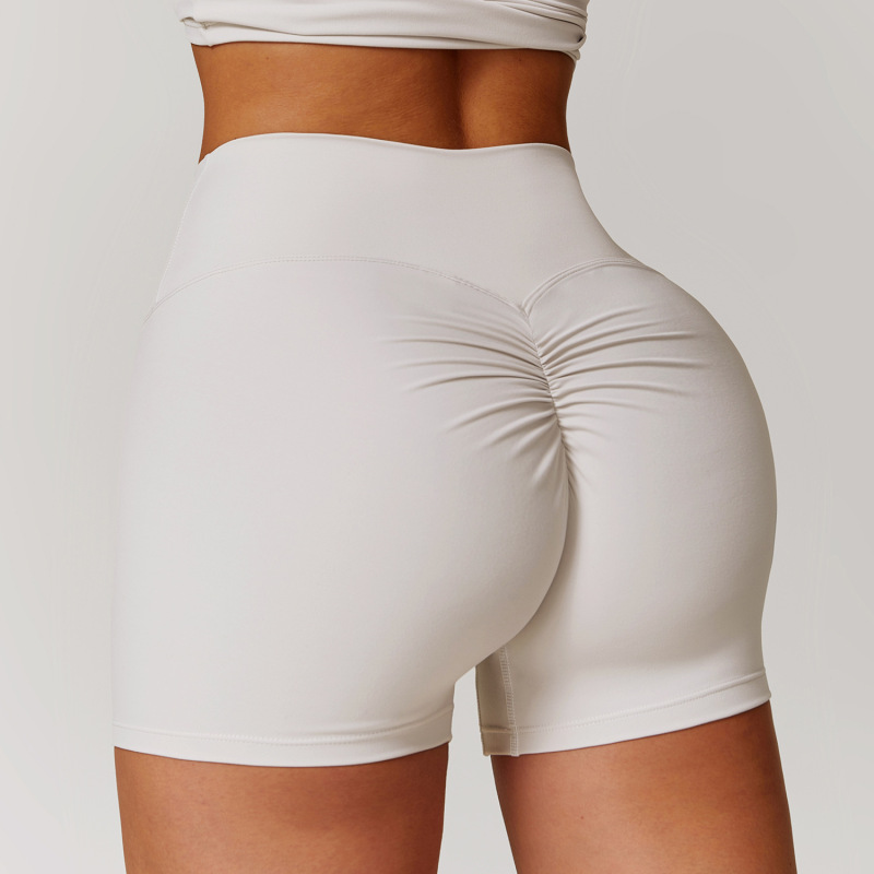 Zechuang brushed high-waisted yoga shorts, tummy control, peach shape, hip lift, running fitness shorts, tight-fitting sports shorts 8518