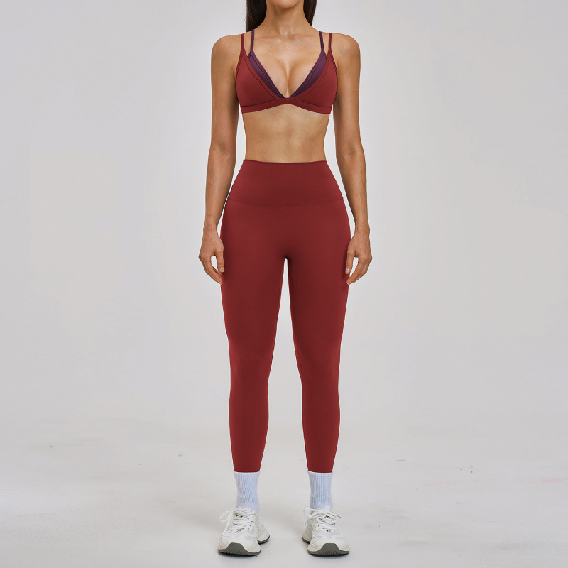 Cross-border Amazon sportswear set, two-piece style, thin strap sportswear set, casual running yoga set, women's 6116