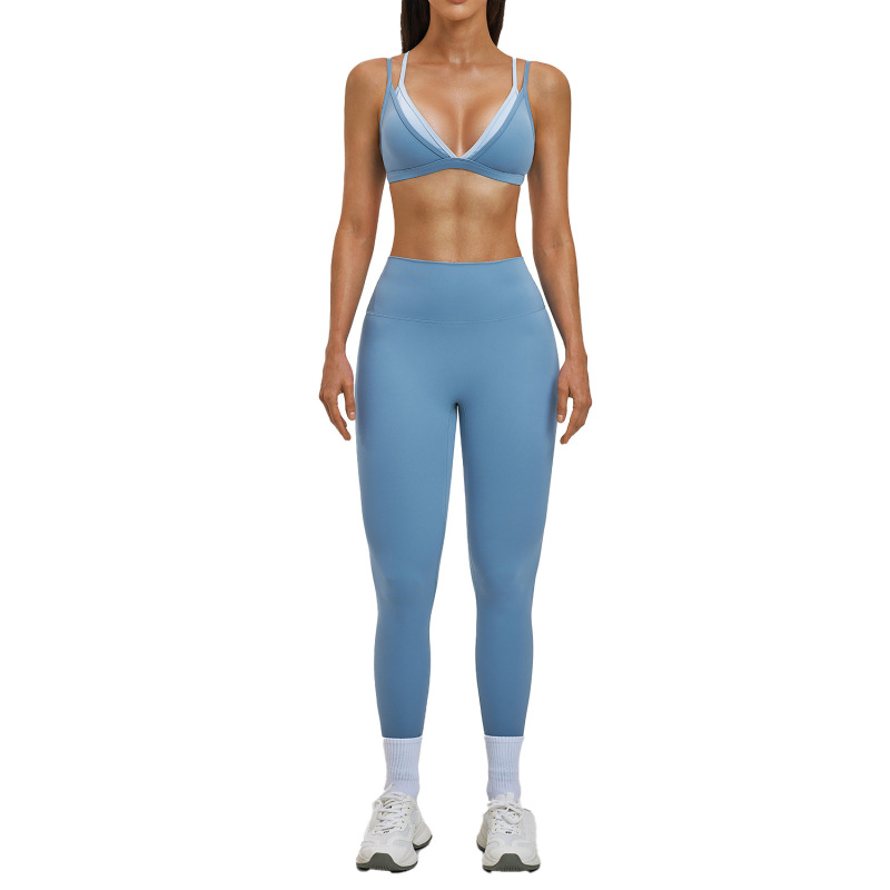 Cross-border Amazon sportswear set, two-piece style, thin strap sportswear set, casual running yoga set, women's 6116