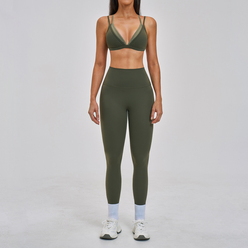 Cross-border Amazon sportswear set, two-piece style, thin strap sportswear set, casual running yoga set, women's 6116