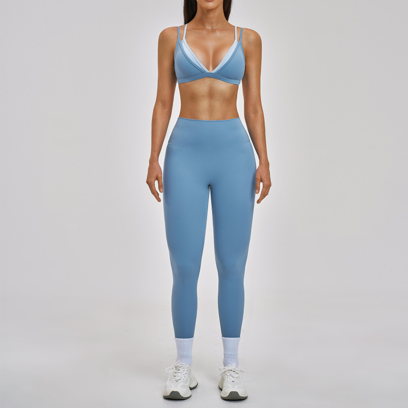 Cross-border Amazon sportswear set, two-piece style, thin strap sportswear set, casual running yoga set, women's 6116