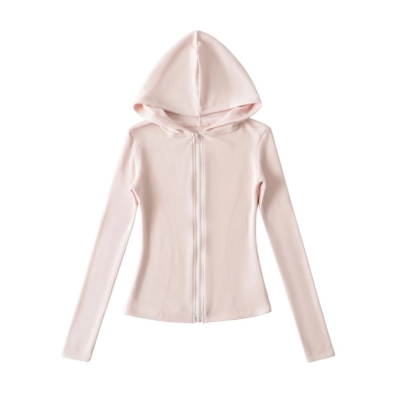 Korean Pink Sports Suit for Women in Autum, Waist-Cinching Hooded Fleece Jacket + Yoga Micro-Flared Pants for Women