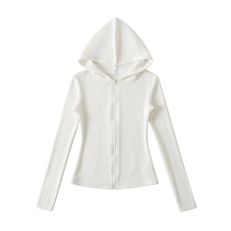 Korean Pink Sports Suit for Women in Autum, Waist-Cinching Hooded Fleece Jacket + Yoga Micro-Flared Pants for Women