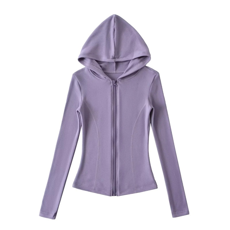 Korean Pink Sports Suit for Women in Autum, Waist-Cinching Hooded Fleece Jacket + Yoga Micro-Flared Pants for Women