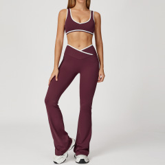 ZC-TZ8843-TZ Color Block Backless Tight-fitting Yoga Set