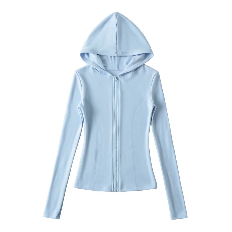 Korean Pink Sports Suit for Women in Autum, Waist-Cinching Hooded Fleece Jacket + Yoga Micro-Flared Pants for Women