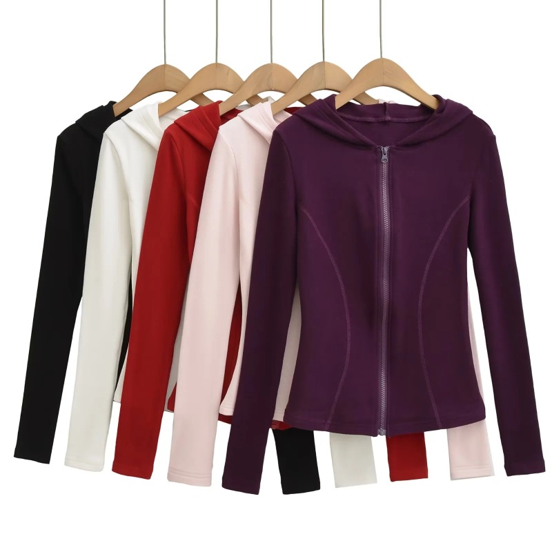 Korean Pink Sports Suit for Women in Autum, Waist-Cinching Hooded Fleece Jacket + Yoga Micro-Flared Pants for Women