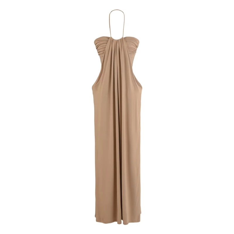Luxurious Halterneck Pleated Tube Top Dress + High-Waisted Long-Sleeved Outer Slimming Look Cardigan Top Pure Lust Two-Piece Set