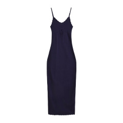 Navy blue suspender long skirt q149