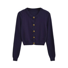 Navy blue knitted cardigan t310