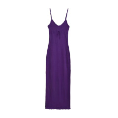 Purple suspender long skirt q149