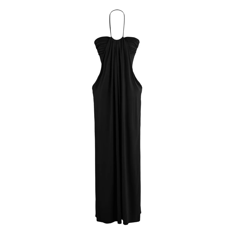 Luxurious Halterneck Pleated Tube Top Dress + High-Waisted Long-Sleeved Outer Slimming Look Cardigan Top Pure Lust Two-Piece Set