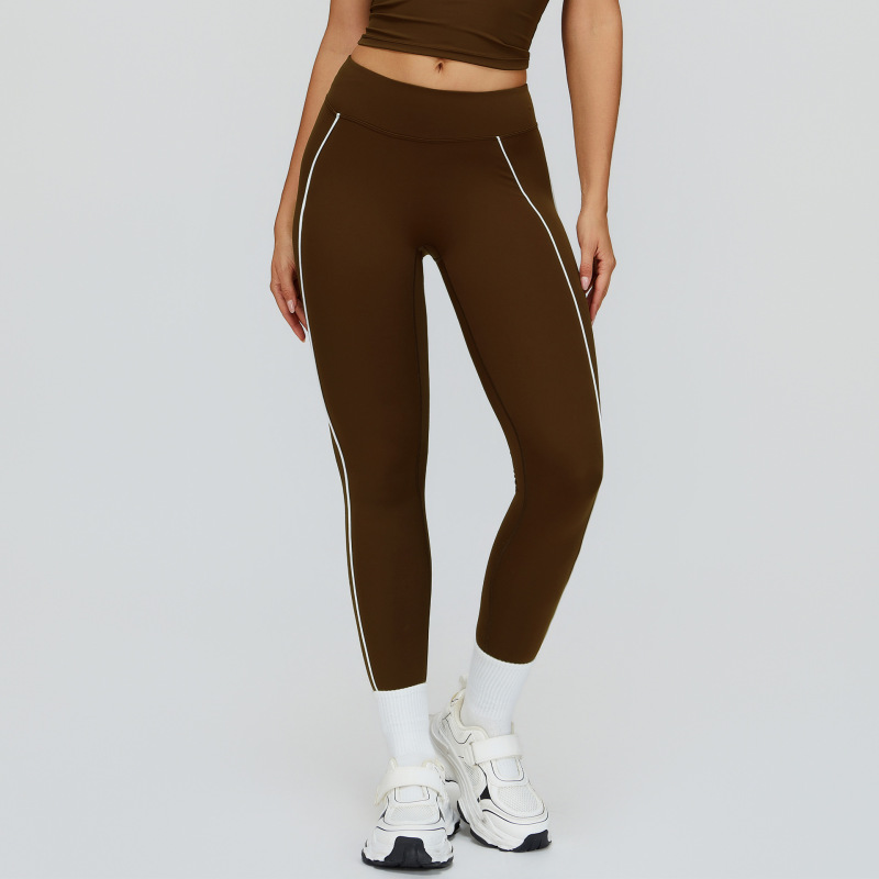 Zechuang Color Block Nude Yoga Pants Casual Tight-fitting Hip-shaping Sports Pants Outdoor Running Sports Pants 2501