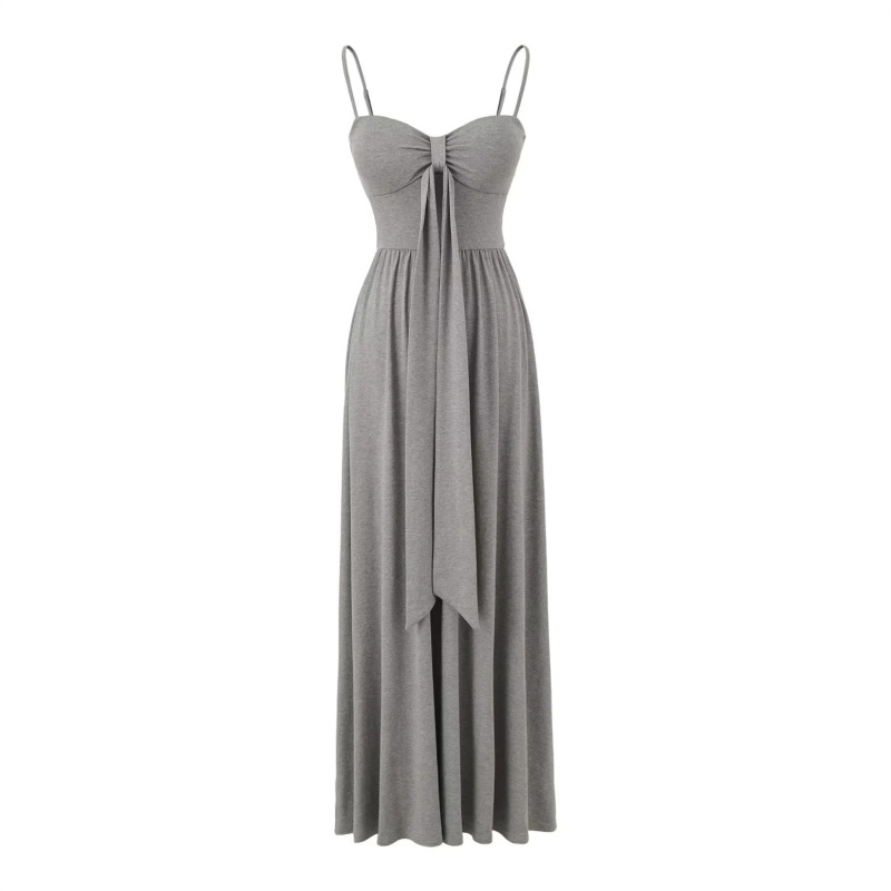 French-Style Elegant Ribbon Strapless Bandeau Dress with a Waist-Cinching Unique Design Paired with a Round-Neck Long-Sleeve Cardigan Set