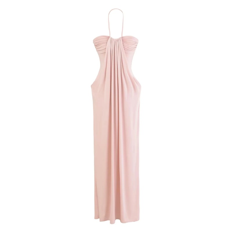 Luxurious Halterneck Pleated Tube Top Dress + High-Waisted Long-Sleeved Outer Slimming Look Cardigan Top Pure Lust Two-Piece Set
