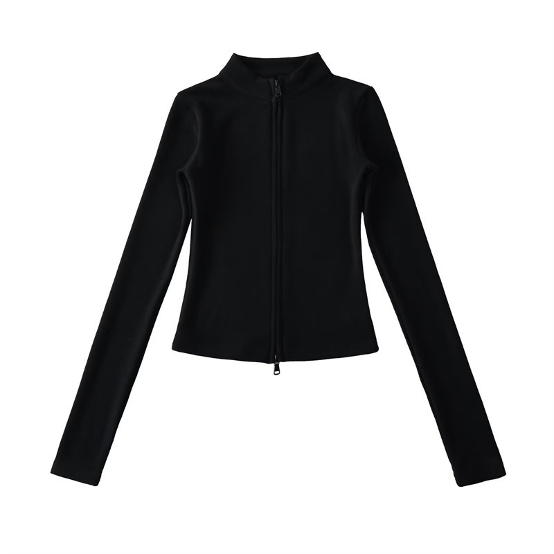 SYY-TTRY25301 25223-WT  Stand-up collar zip-up fleece cardigan