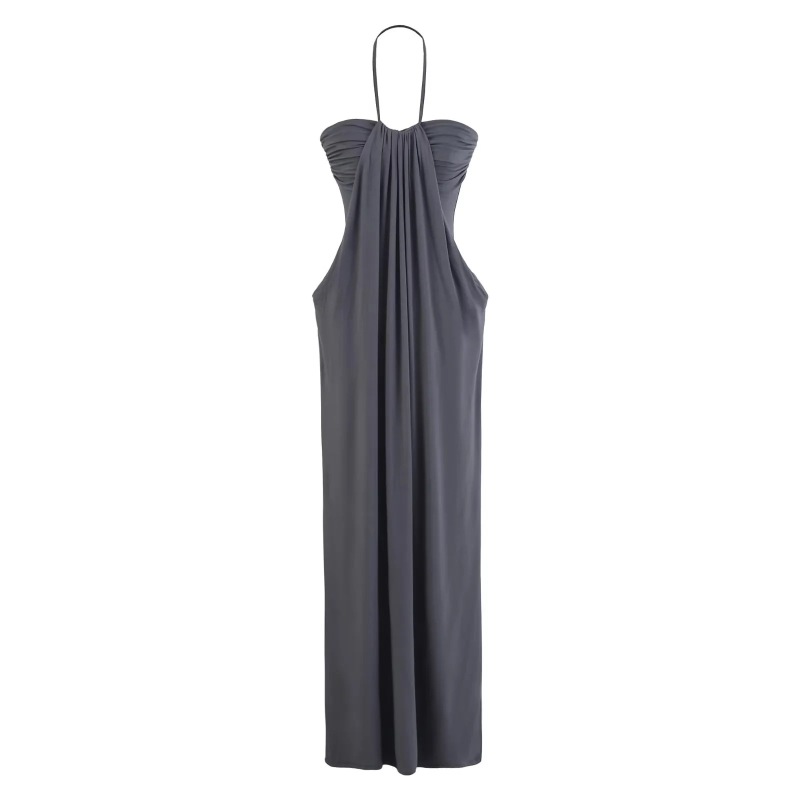 Luxurious Halterneck Pleated Tube Top Dress + High-Waisted Long-Sleeved Outer Slimming Look Cardigan Top Pure Lust Two-Piece Set
