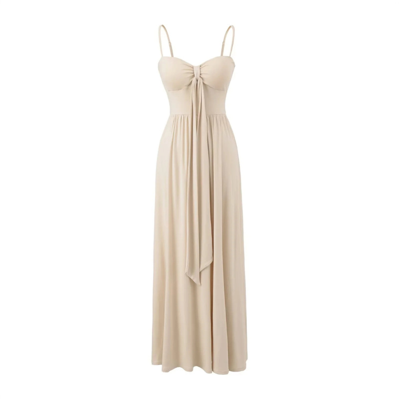 French-Style Elegant Ribbon Strapless Bandeau Dress with a Waist-Cinching Unique Design Paired with a Round-Neck Long-Sleeve Cardigan Set