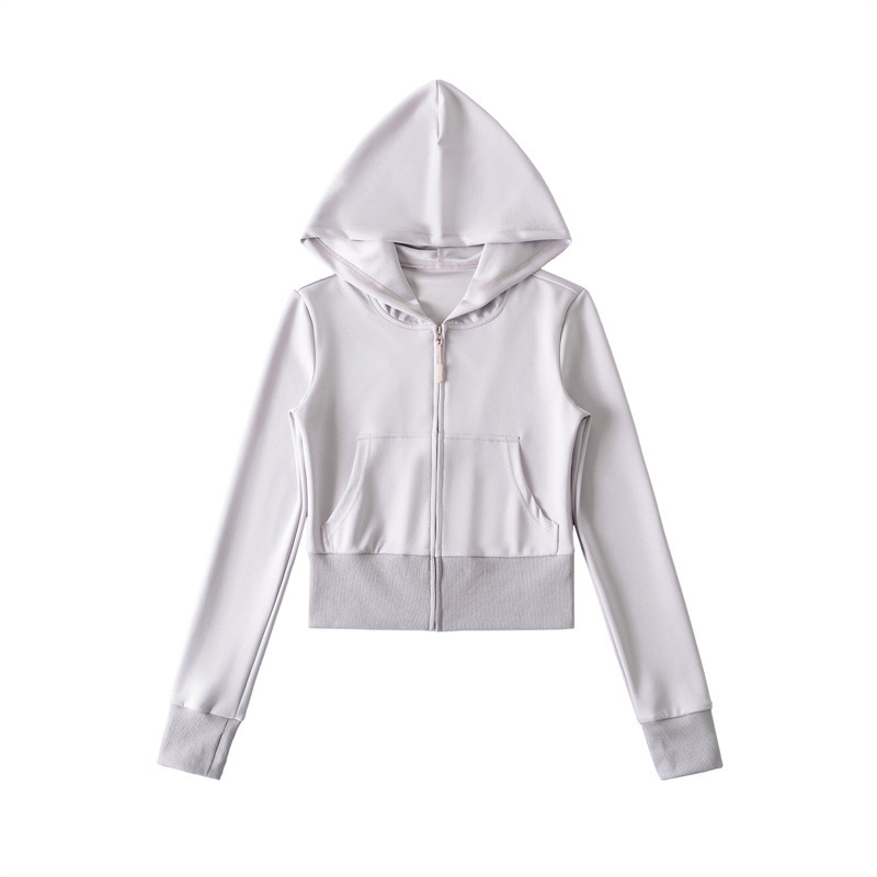 Korean style women's tracksuit, versatile, relaxed fit, faux cropped hooded sweatshirt cardigan, casual slim waist straight leg pants.