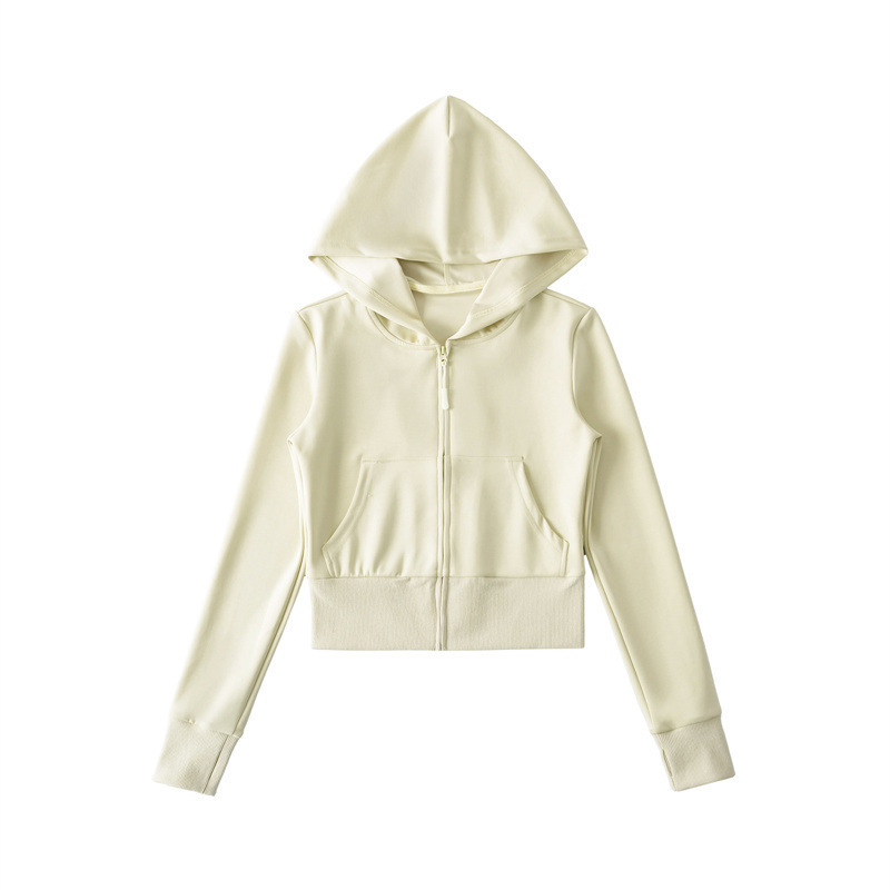Korean style women's tracksuit, versatile, relaxed fit, faux cropped hooded sweatshirt cardigan, casual slim waist straight leg pants.