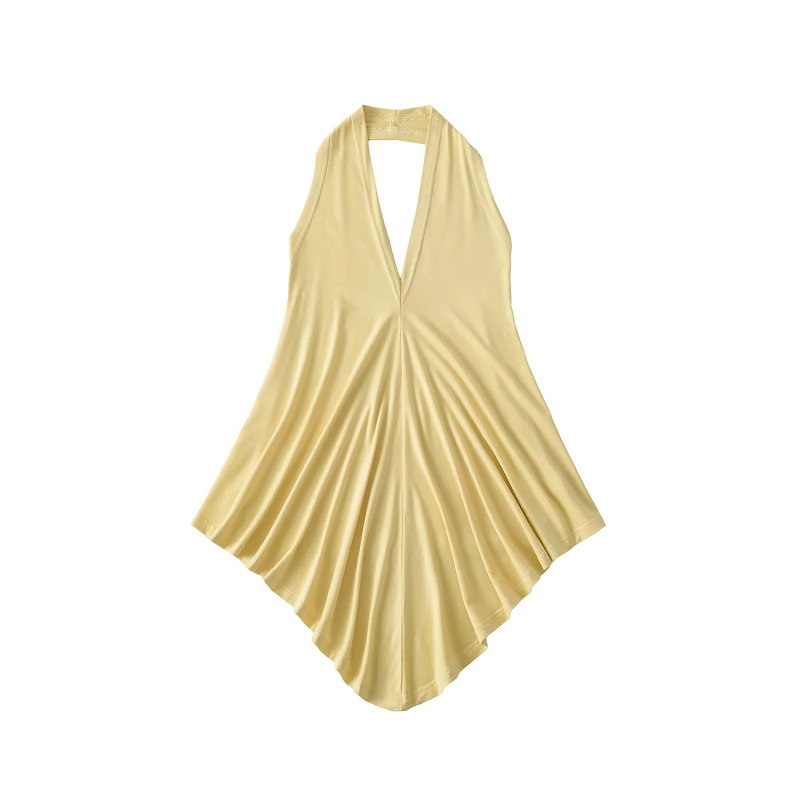Pure Desire, Lazy Feeling, Asymmetrical Outer Wear, Sun Protection Cardigan Top, Halter Neck V Neck Sexy Vest Two-Piece Set