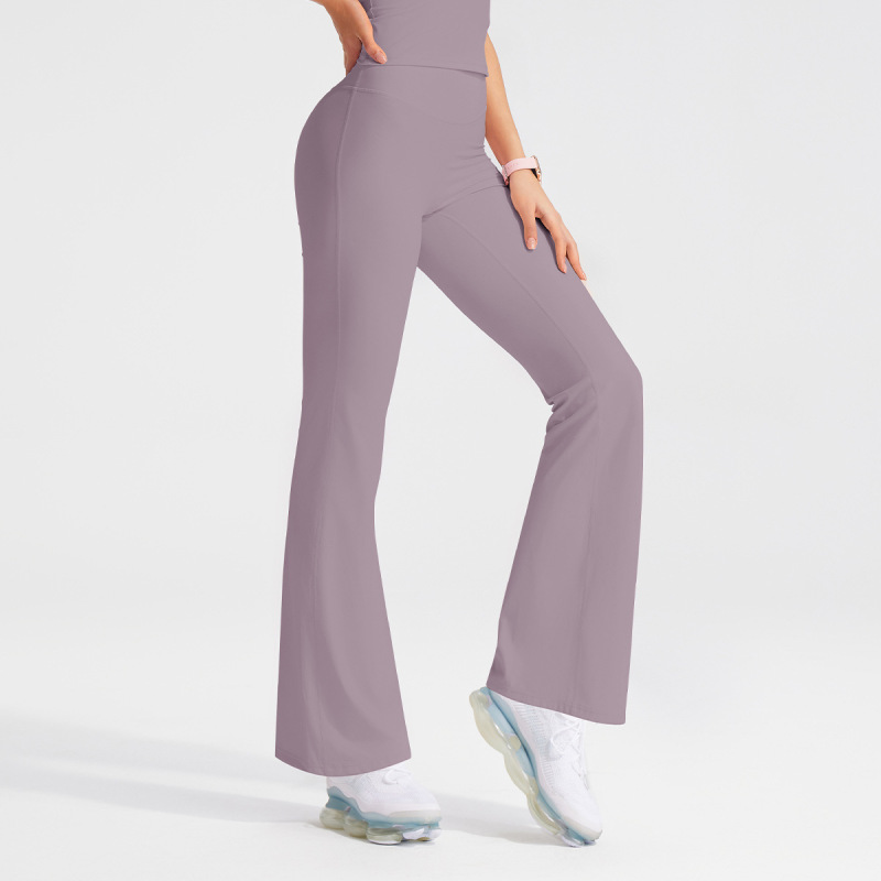 Cross-border nude-feel flared pants, high-waisted, tummy-control, hip-lifting, sportswear, wide-leg pants, outerwear, flared yoga pants for women
