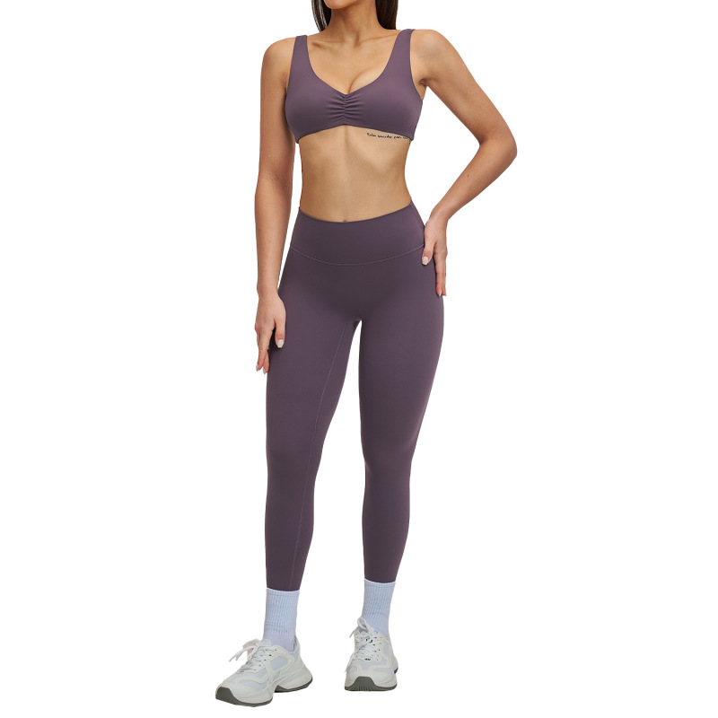 Cross-border brushed sports yoga set with hollow halter neck and beautiful back, sports running fitness set 4520