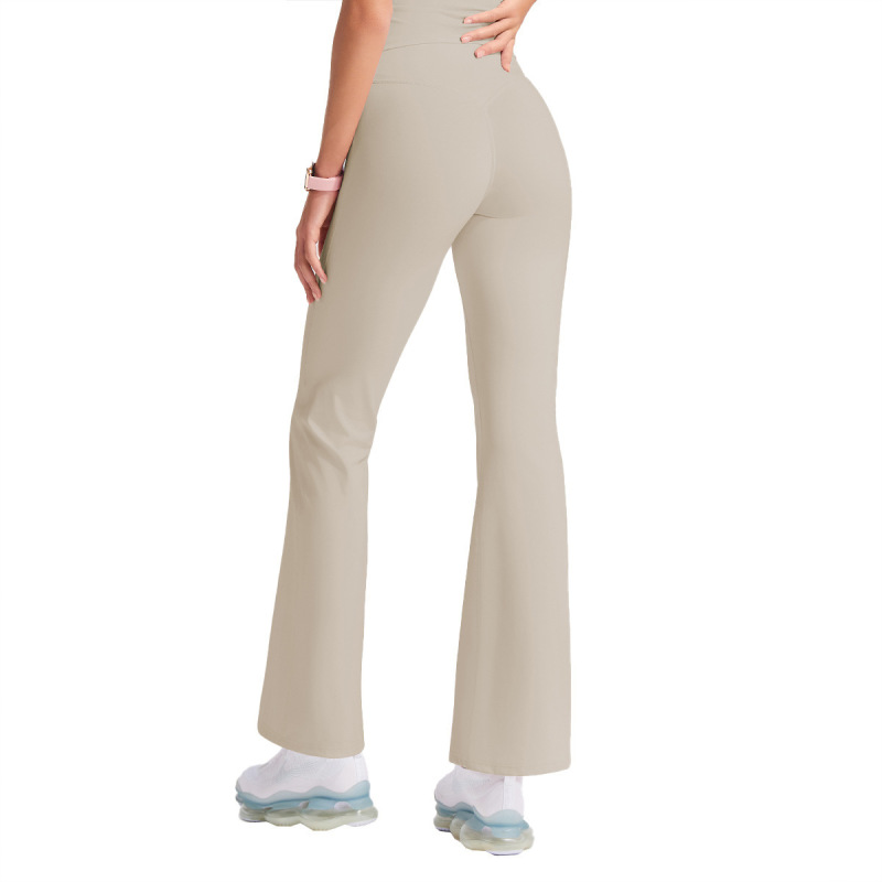 Cross-border nude-feel flared pants, high-waisted, tummy-control, hip-lifting, sportswear, wide-leg pants, outerwear, flared yoga pants for women