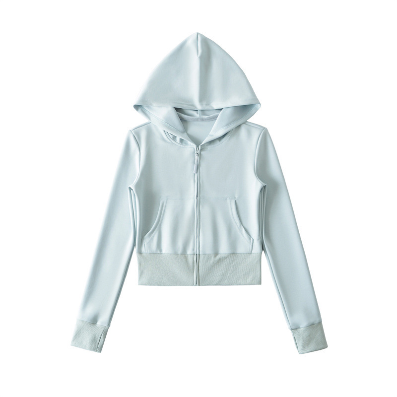 Korean style women's tracksuit, versatile, relaxed fit, faux cropped hooded sweatshirt cardigan, casual slim waist straight leg pants.