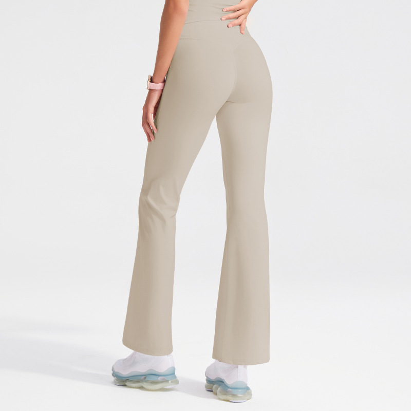 Cross-border nude-feel flared pants, high-waisted, tummy-control, hip-lifting, sportswear, wide-leg pants, outerwear, flared yoga pants for women