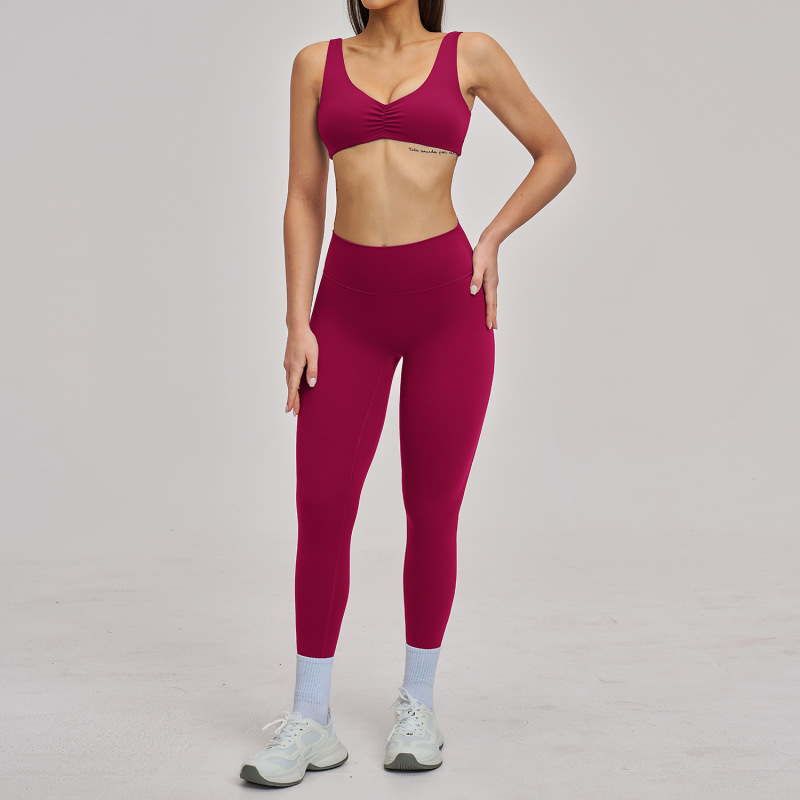 Cross-border brushed sports yoga set with hollow halter neck and beautiful back, sports running fitness set 4520