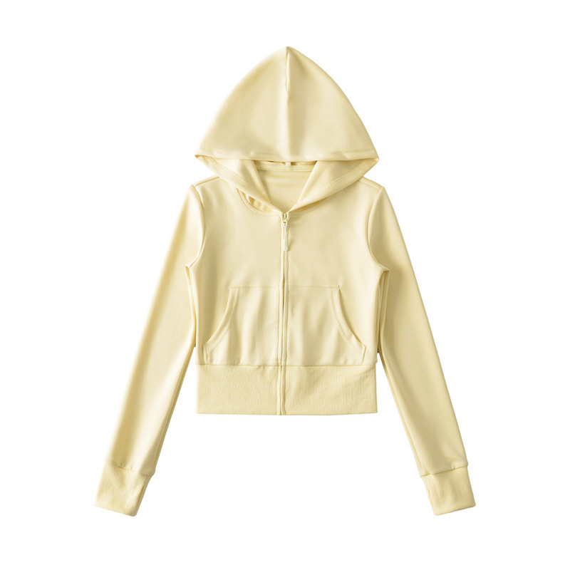 Korean style women's tracksuit, versatile, relaxed fit, faux cropped hooded sweatshirt cardigan, casual slim waist straight leg pants.