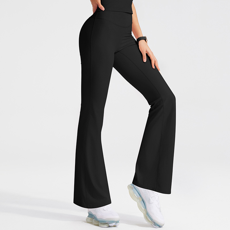 Cross-border nude-feel flared pants, high-waisted, tummy-control, hip-lifting, sportswear, wide-leg pants, outerwear, flared yoga pants for women