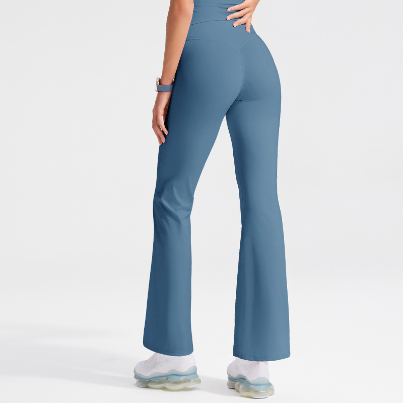 Cross-border nude-feel flared pants, high-waisted, tummy-control, hip-lifting, sportswear, wide-leg pants, outerwear, flared yoga pants for women
