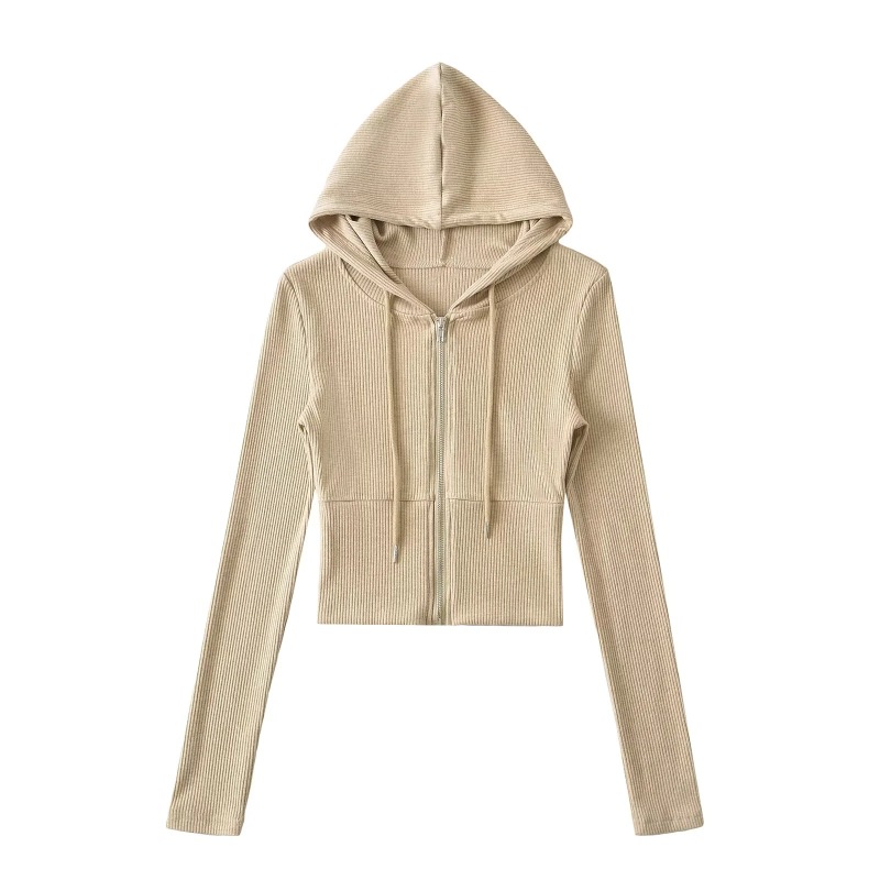 Sports Style Casual Hooded Zipper Waist Sweatshirt Jacket Slimming Cuffed Waist Micro-Flared Trousers Hot Girl Two-Piece Set