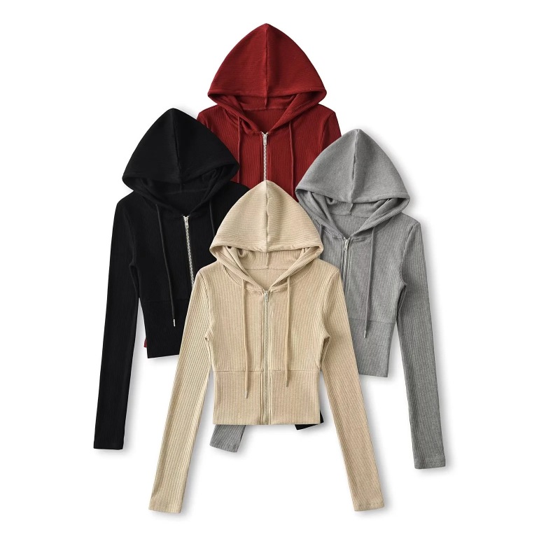 Sports Style Casual Hooded Zipper Waist Sweatshirt Jacket Slimming Cuffed Waist Micro-Flared Trousers Hot Girl Two-Piece Set